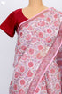 Kota Doria Saree In Floral Block Print
